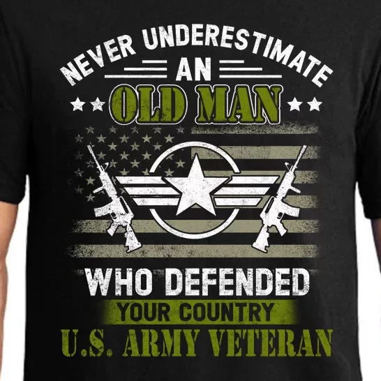 Never Underestimate An Old Man Army Veteran Gift Pajama Set