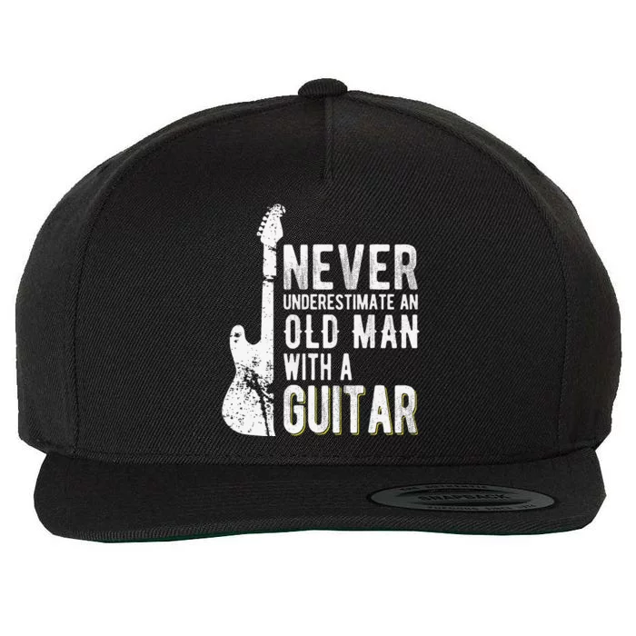 Never underestimate an old man with a Guitar Wool Snapback Cap