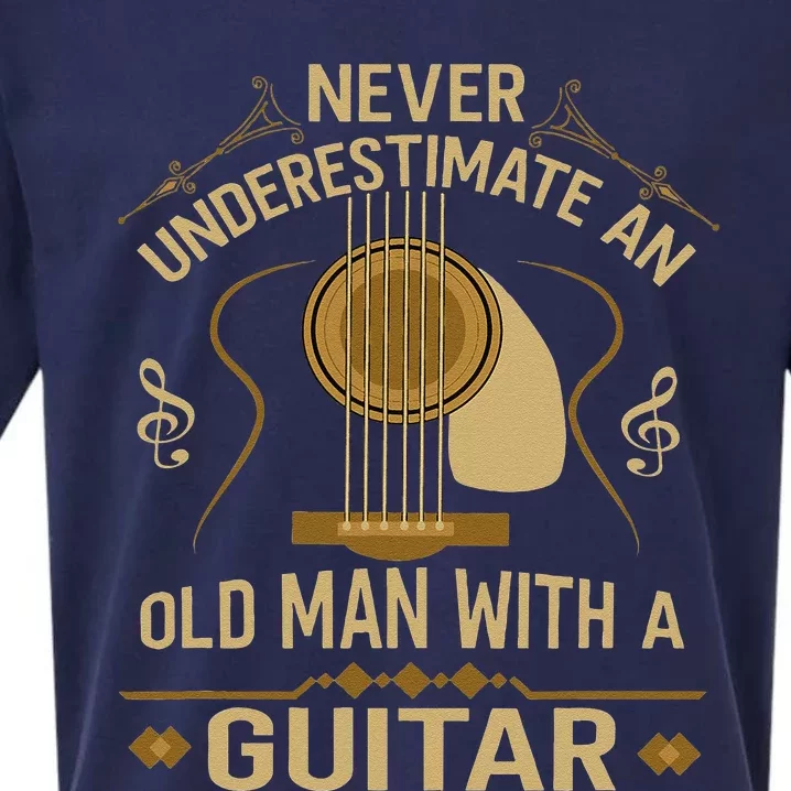 Never Underestimate An Old Man With A Guitar Acoustic Player Sueded Cloud Jersey T-Shirt