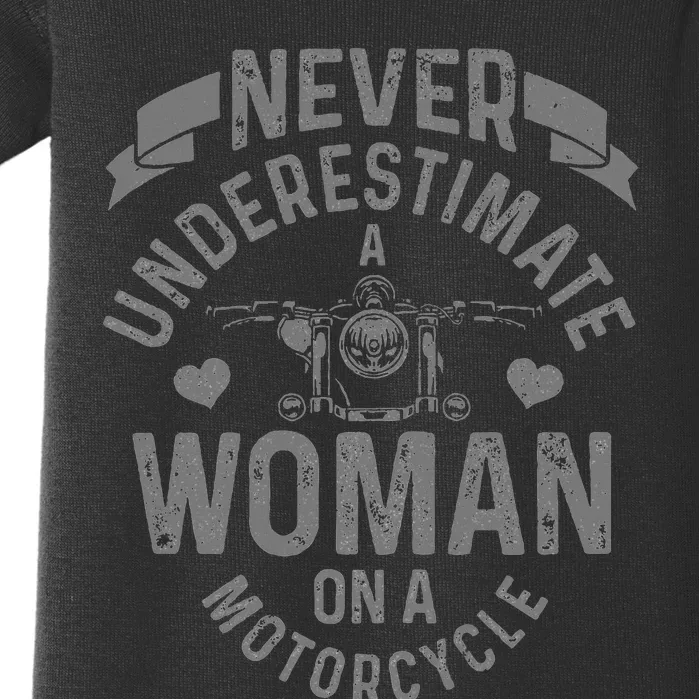 Never Underestimate A Woman Motorcycle Funny Biker Girl Baby Bodysuit