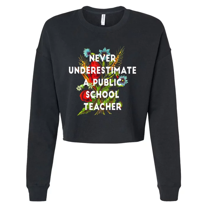 Never Underestimate A Public School Teacher Cropped Pullover Crew