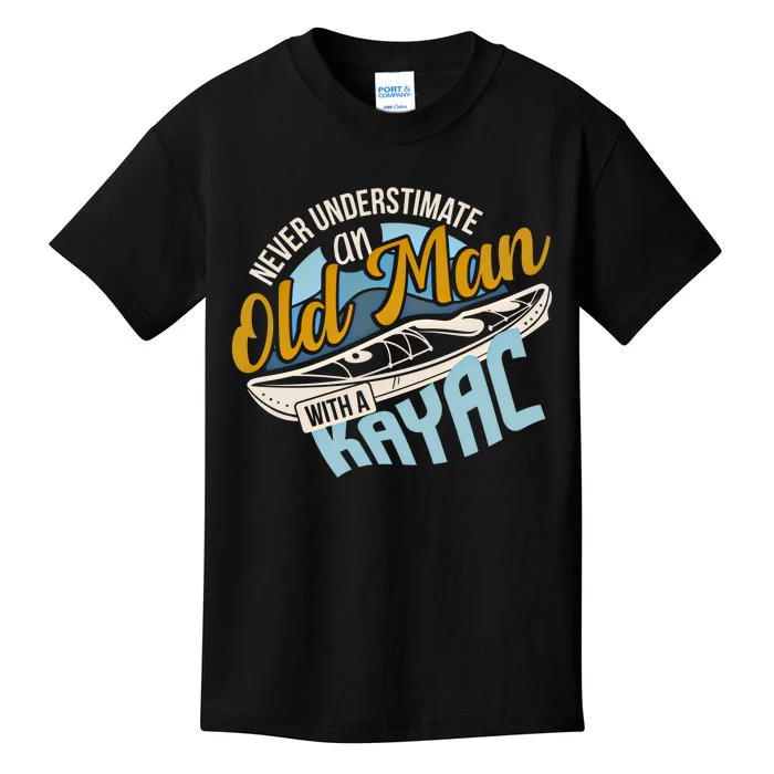 Never Underestimate An Old With A Kayak Gift Kids T-Shirt