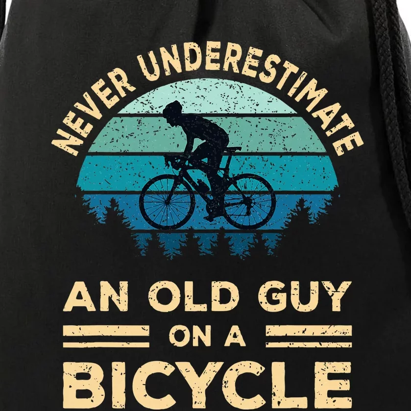 Never Underestimate An Old Guy On A Bicycle Drawstring Bag