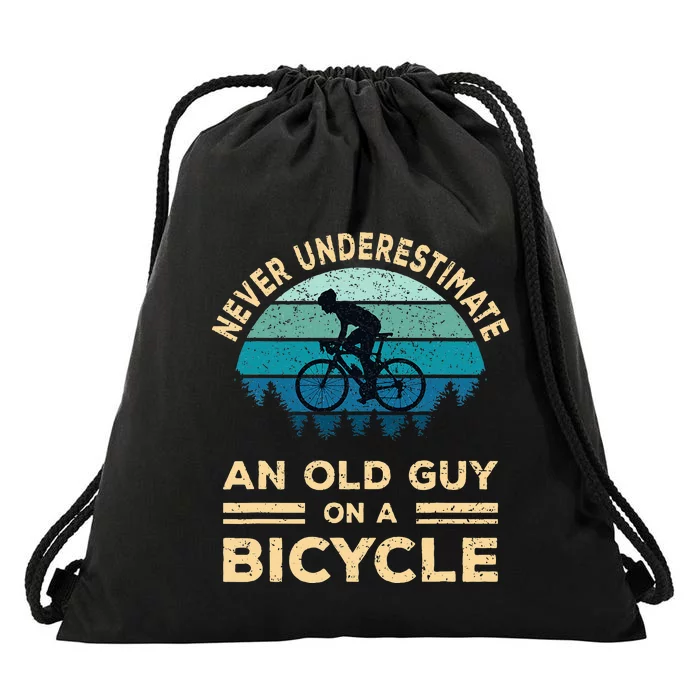 Never Underestimate An Old Guy On A Bicycle Drawstring Bag