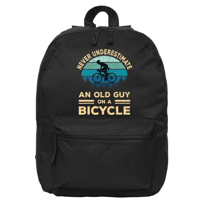 Never Underestimate An Old Guy On A Bicycle 16 in Basic Backpack