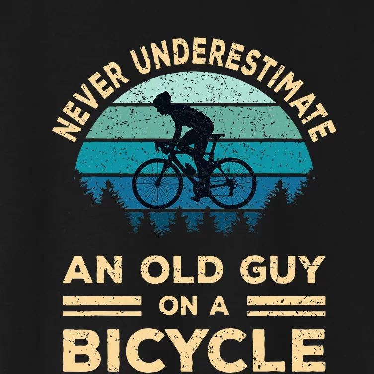 Never Underestimate An Old Guy On A Bicycle Women's Crop Top Tee