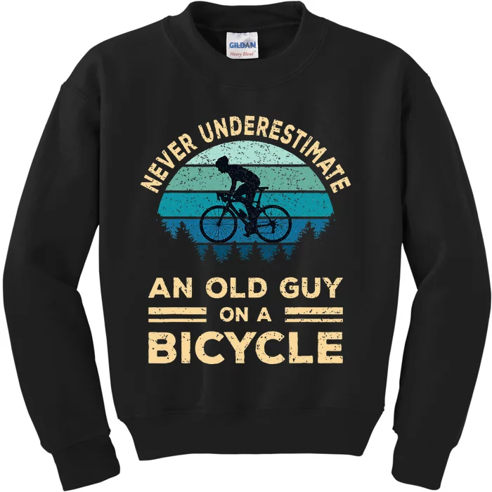 Never Underestimate An Old Guy On A Bicycle Kids Sweatshirt