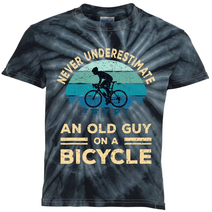 Never Underestimate An Old Guy On A Bicycle Kids Tie-Dye T-Shirt