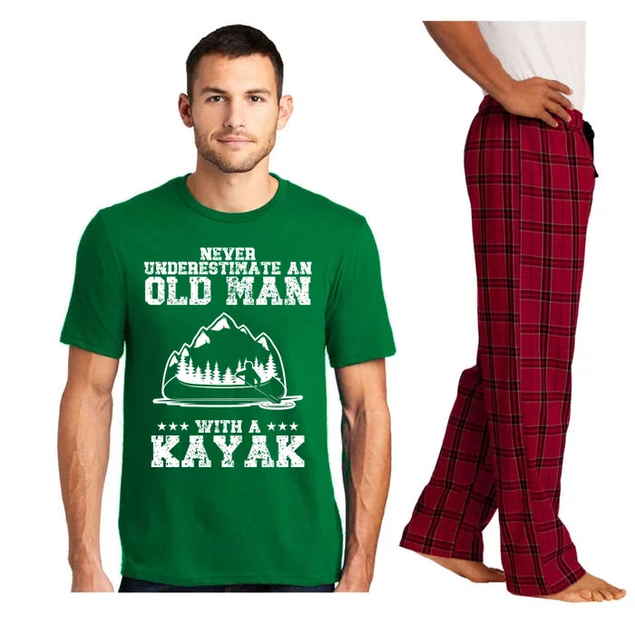 Never Underestimate An Old With A Kayak Gift Pajama Set