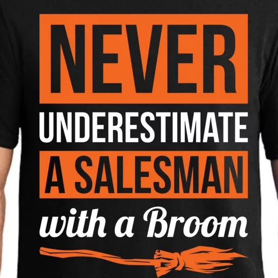 Never Underestimate A Sales With A Broom Gift Halloween Meaningful Gift Pajama Set