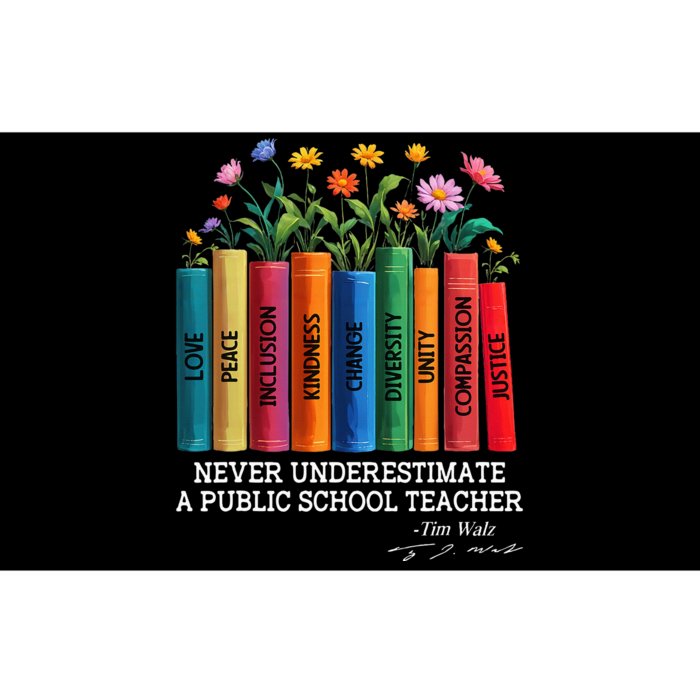 Never Underestimate A Public School Teacher Floral Books Bumper Sticker