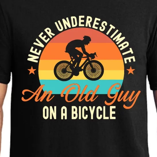 Never Underestimate An Old Guy On A Bicycle Cycling Pajama Set