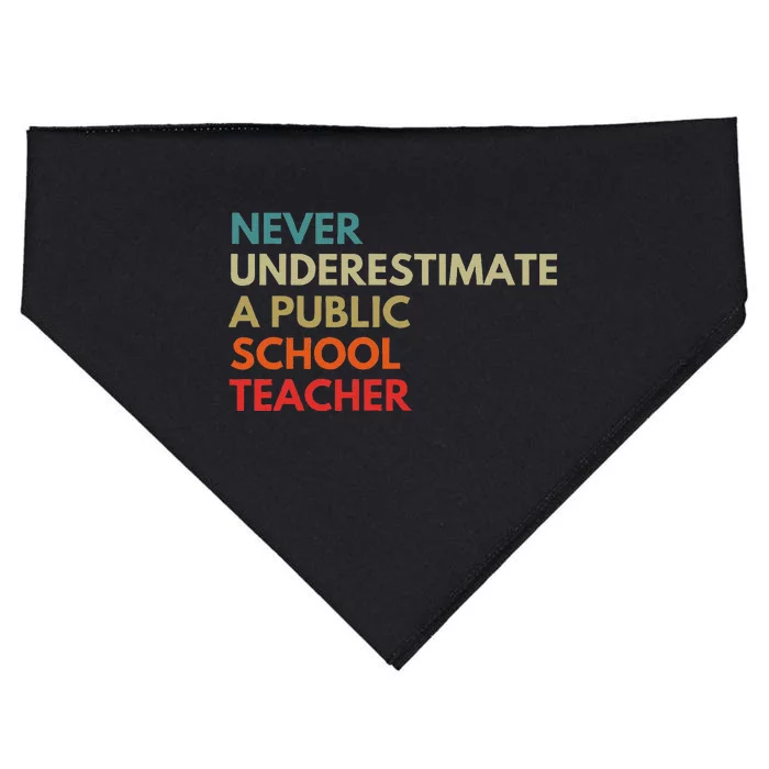 Never Underestimate A Public School Teacher Walz Waltz Gift USA-Made Doggie Bandana