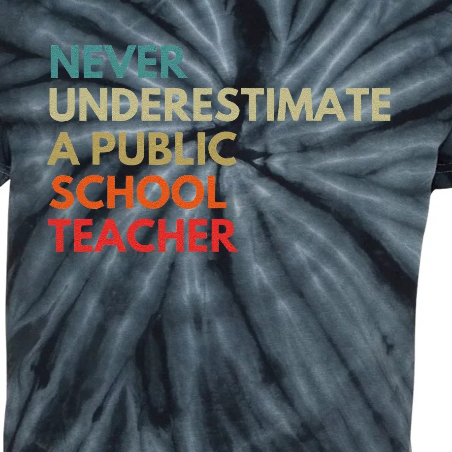 Never Underestimate A Public School Teacher Walz Waltz Gift Kids Tie-Dye T-Shirt