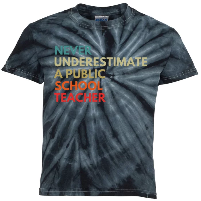 Never Underestimate A Public School Teacher Walz Waltz Gift Kids Tie-Dye T-Shirt