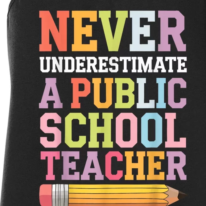 Never Underestimate A Public School Teacher Harris Walz 2024 Women's Racerback Tank