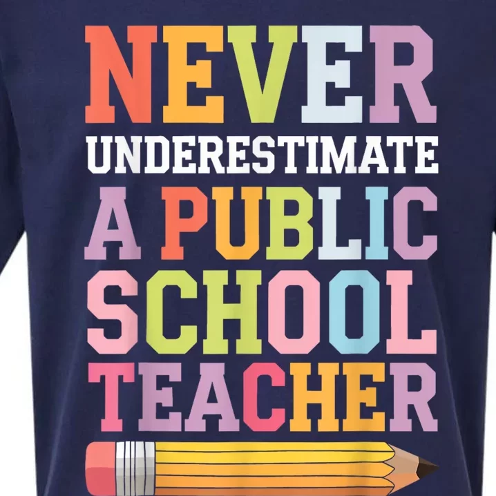 Never Underestimate A Public School Teacher Harris Walz 2024 Sueded Cloud Jersey T-Shirt