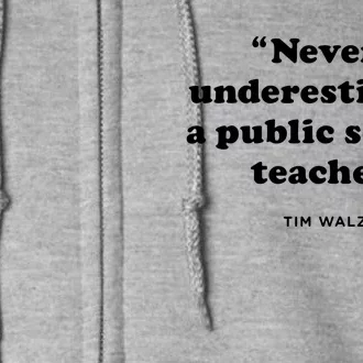 Never Underestimate A Public School Teacher Coach Quote Full Zip Hoodie