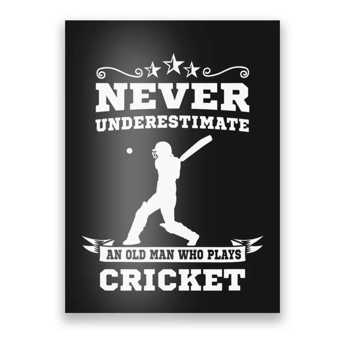 Never Underestimate An Old Man Who Plays Cricket Player Poster