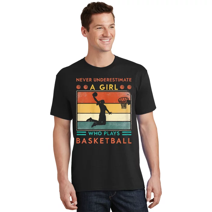 Never Underestimate A Girl Who Plays Basketball T-Shirt