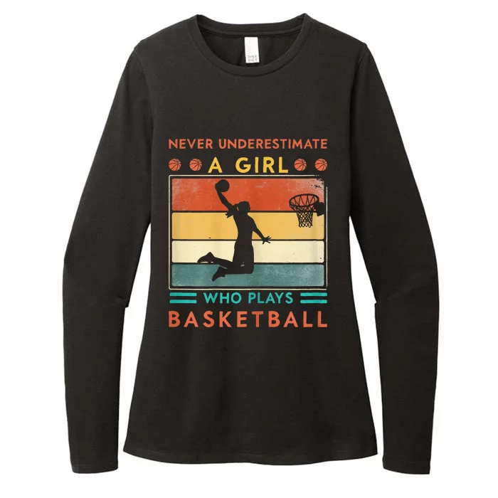 Never Underestimate A Girl Who Plays Basketball Womens CVC Long Sleeve Shirt