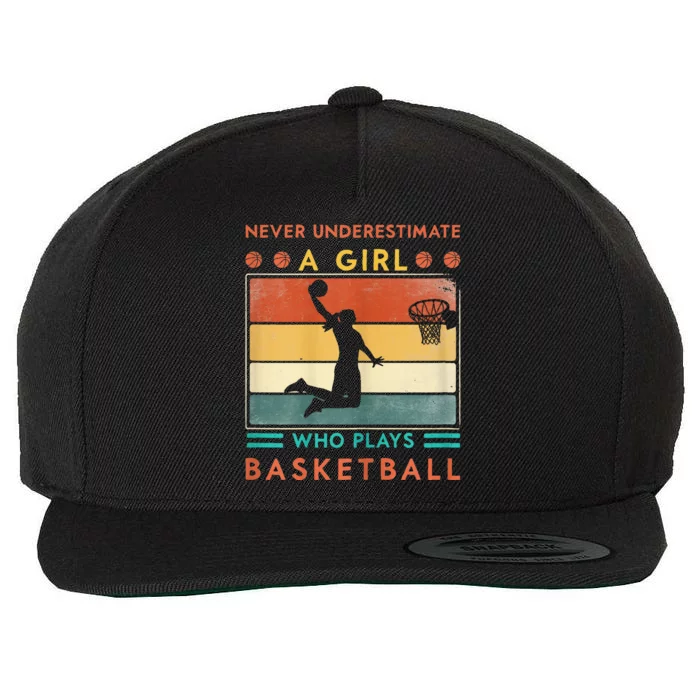 Never Underestimate A Girl Who Plays Basketball Wool Snapback Cap