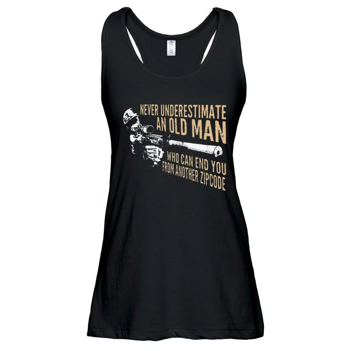 Never Underestimate An Old Man Who Can End You From Zip Code Ladies Essential Flowy Tank