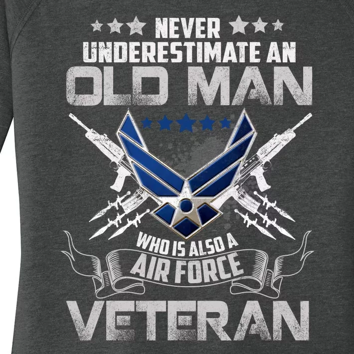 Never Underestimate An Old Man Air Force Veteran Gift Women's Perfect Tri Tunic Long Sleeve Shirt