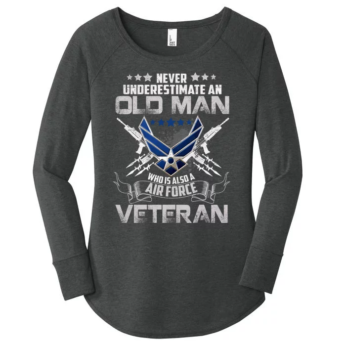 Never Underestimate An Old Man Air Force Veteran Gift Women's Perfect Tri Tunic Long Sleeve Shirt