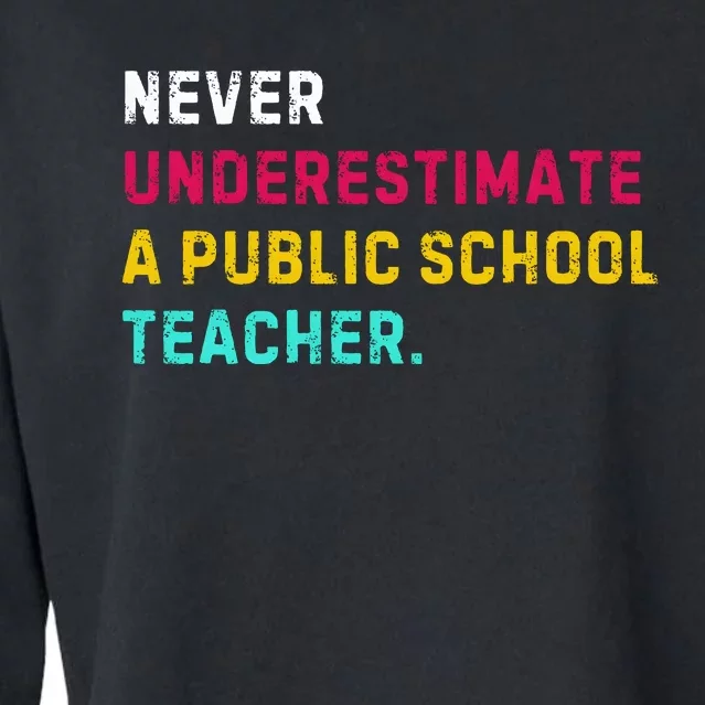 Never Underestimate A Public School Teacher Cropped Pullover Crew