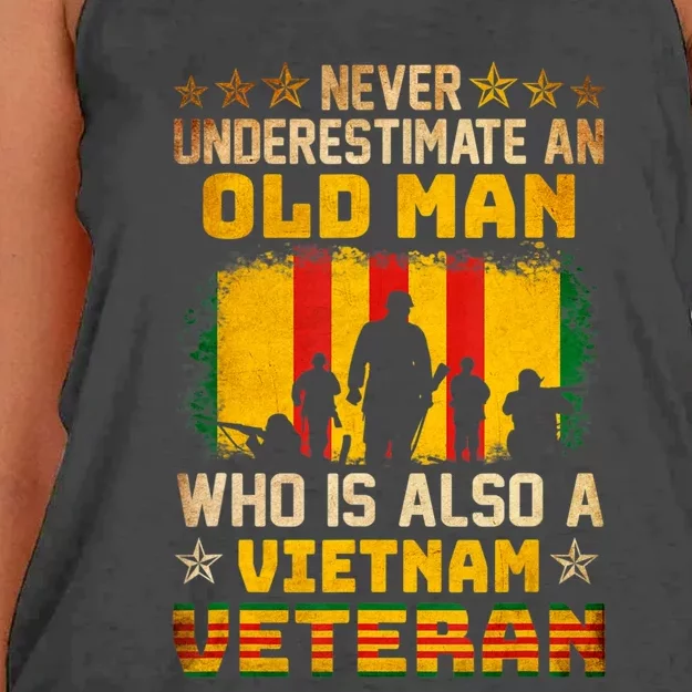 Never Underestimate An Old Man Vietnam Veteran Women's Knotted Racerback Tank