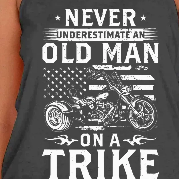 Never Underestimate An Old Man On A Trike Trike Triker Women's Knotted Racerback Tank