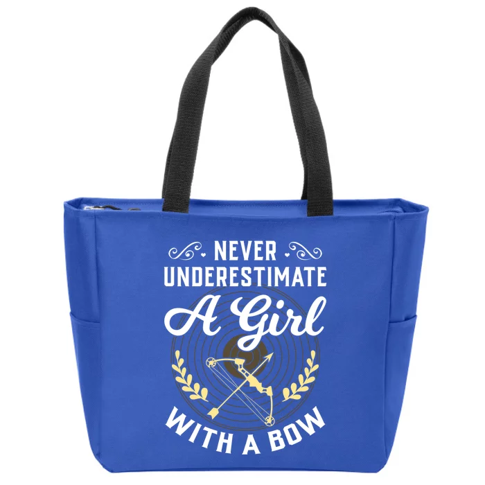 Never Underestimate A With A Bow Gift Archery Funny Gift Zip Tote Bag