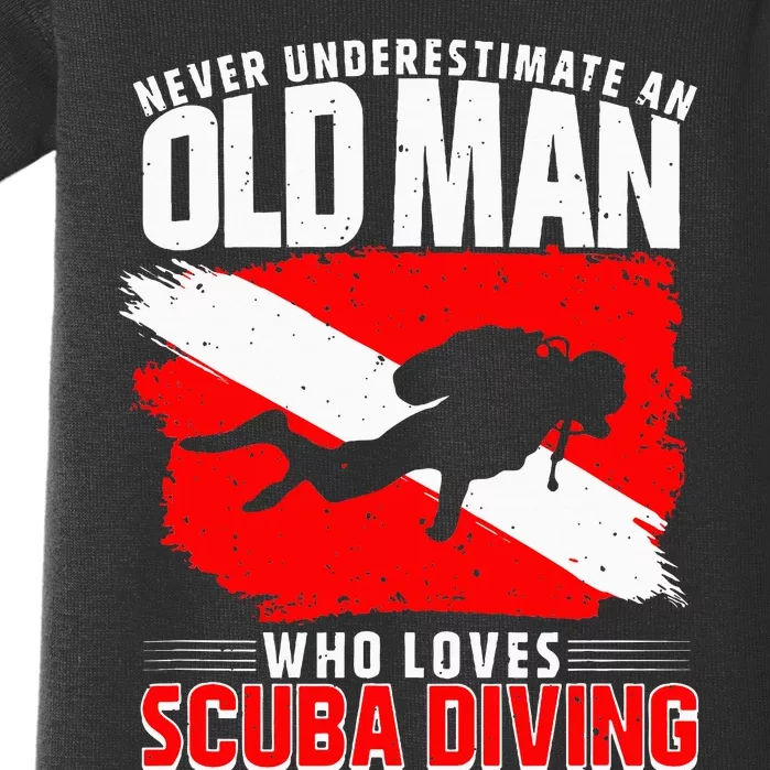 Never Underestimate An Old Man Diver Gift Scuba Diving Baby Bodysuit