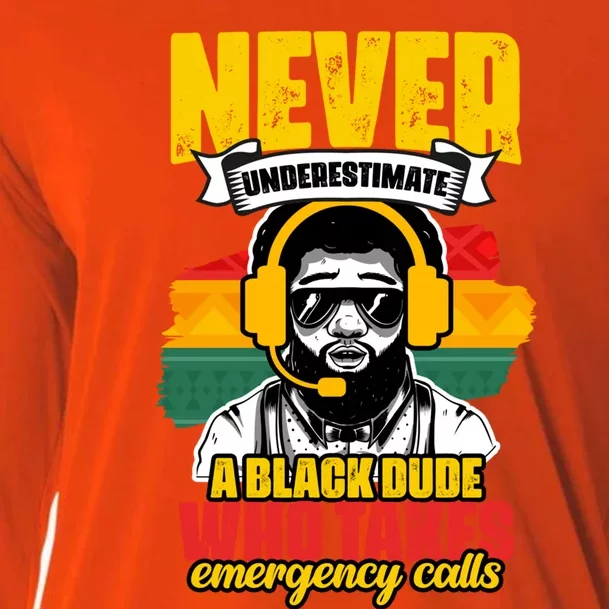 Never Underestimate Awesome African American Dispatcher Dude Gift Cooling Performance Long Sleeve Crew