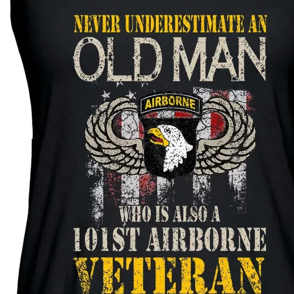 Never Underestimate An Old Man 101st Airborne Veteran Gift Ladies Essential Flowy Tank