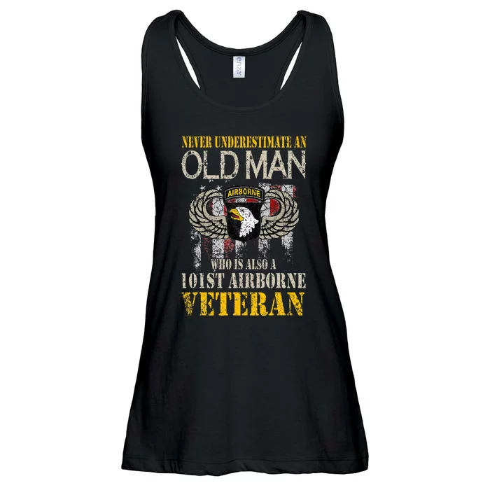 Never Underestimate An Old Man 101st Airborne Veteran Gift Ladies Essential Flowy Tank