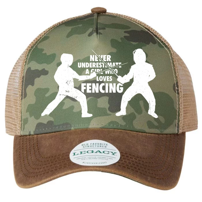 Never Underestimate A Girl Who Loves Fencing Sport Fencer Gift Legacy Tie Dye Trucker Hat