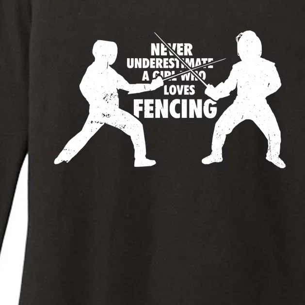 Never Underestimate A Girl Who Loves Fencing Sport Fencer Gift Womens CVC Long Sleeve Shirt