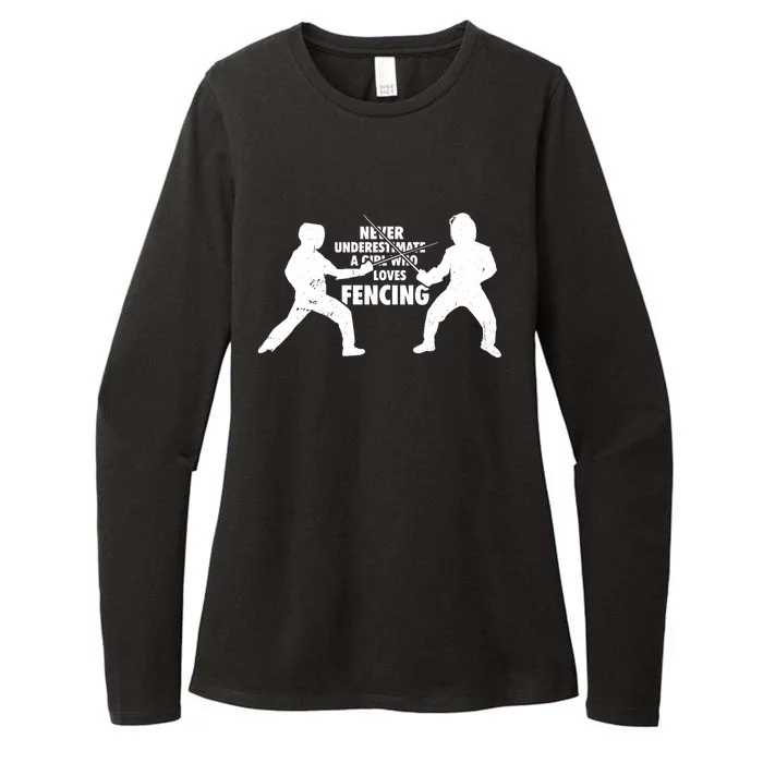 Never Underestimate A Girl Who Loves Fencing Sport Fencer Gift Womens CVC Long Sleeve Shirt