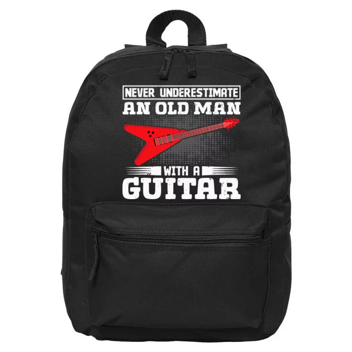 Never Underestimate An Old Man With A Guitar 16 in Basic Backpack