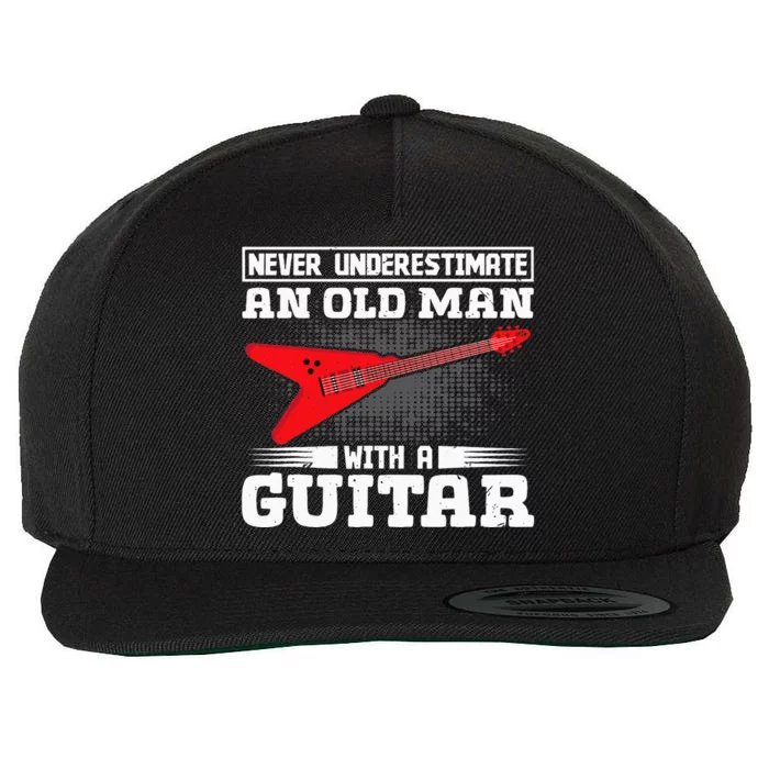 Never Underestimate An Old Man With A Guitar Wool Snapback Cap