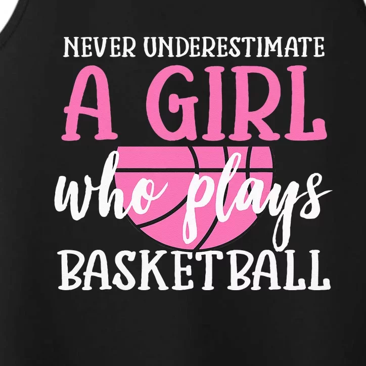 Never Underestimate A Girl Who Plays Basketball Girl Power Performance Tank