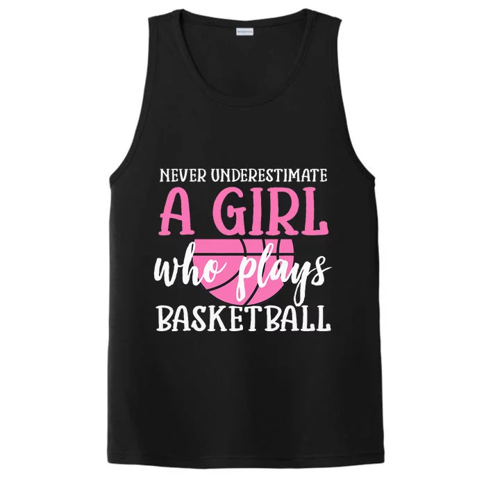 Never Underestimate A Girl Who Plays Basketball Girl Power Performance Tank