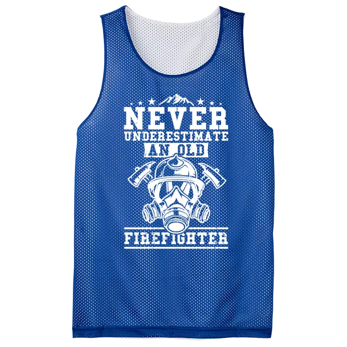 Never Underestimate An Old Firefighter Gift Mesh Reversible Basketball Jersey Tank