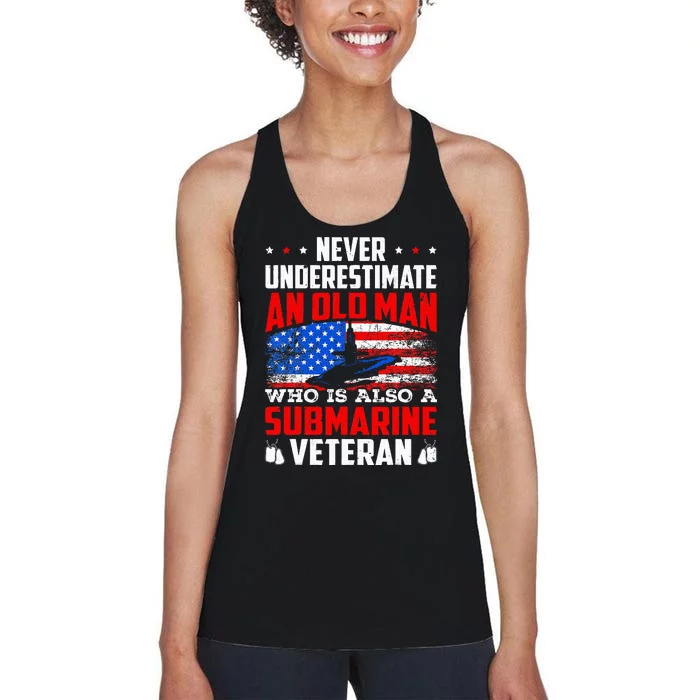 Never Underestimate An Old Submarine Veteran Grandpa Women's Racerback Tank