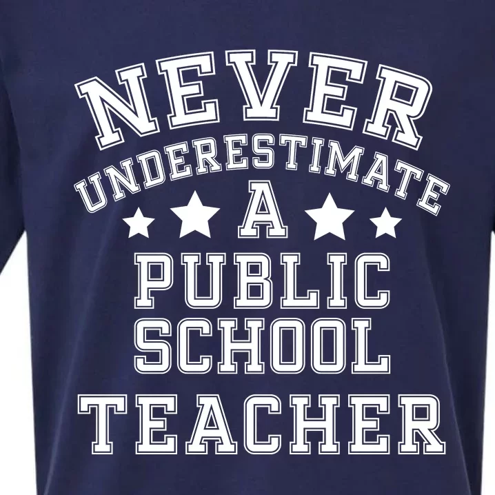 Never Underestimate A Public School Teacher Tim Walz Kamala Harris 2024 Sueded Cloud Jersey T-Shirt