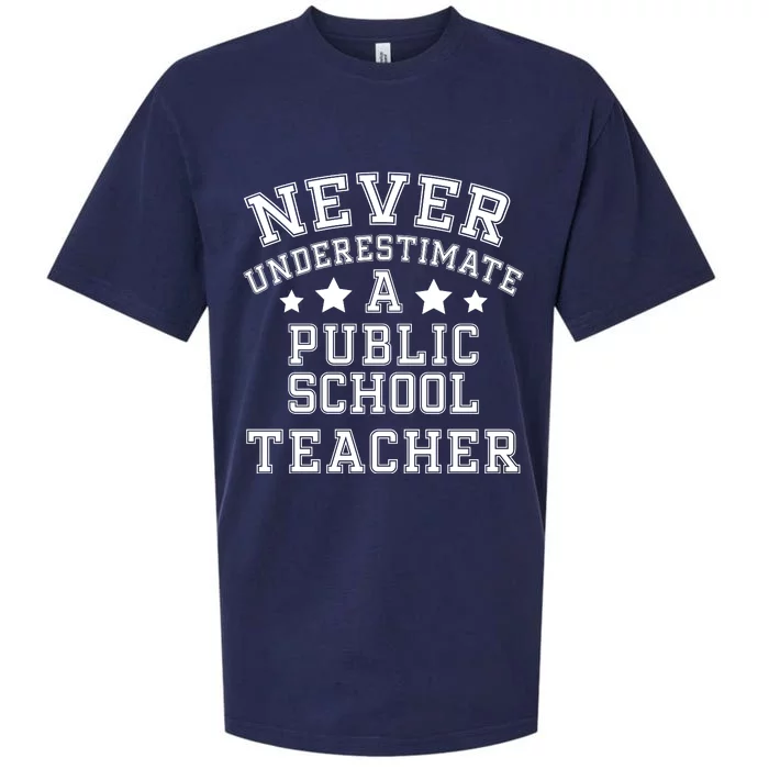 Never Underestimate A Public School Teacher Tim Walz Kamala Harris 2024 Sueded Cloud Jersey T-Shirt