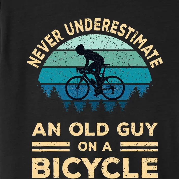 Never Underestimate An Old Guy On A Bicycle Funny Cycling ChromaSoft Performance T-Shirt