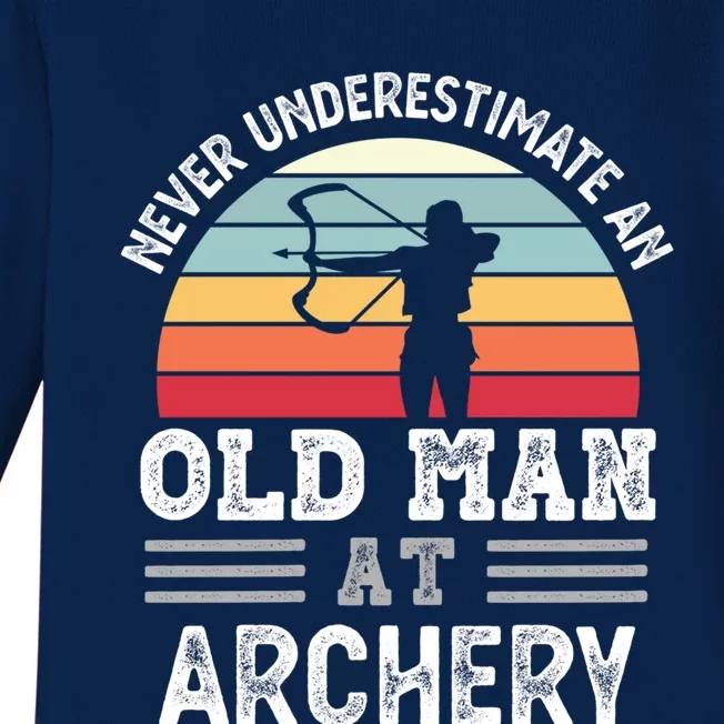 Never Underestimate An Old At Archery Fathers Day Great Gift Baby Long Sleeve Bodysuit